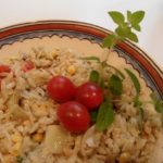 Orzo with Marinated Artichoke Hearts, Tomatoes, Corn, and Oregano Pesto