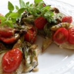 Tilapia with Asparagus, Cherry Tomatoes, Arugula and Fresh Herb Vinaigrette