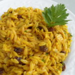 Orzo with Indian Spices, Almonds and Raisins