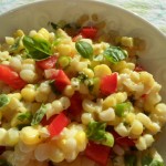 Fresh Corn, Red Pepper and Basil Salad