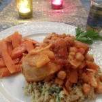 Moroccan Chicken with Apricots, Figs & Couscous with Fresh Mint, Lemon and Almonds