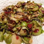 Brussels Sprouts with Walnuts, Cranberries and Balsamic Glaze