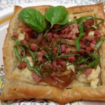 Breakfast Pastry with Prosciutto, Caramelized Onions and Boursin Cheese