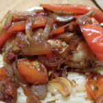Roasted Chicken Breast with Red Peppers, Onions, Tomatoes and Rosemary