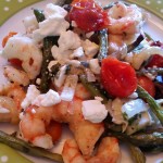 Roasted Mediterranean Shrimp with Artichokes, Green Beans, Tomatoes, Olives and Feta