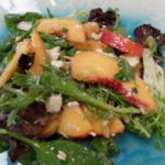 Salad with Fresh Peaches, Mint, Almonds, Feta and a Mint Vinaigrette