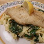 Catfish Piccata and Fresh Fettuccine with Spinach