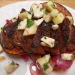 Sumac and Aleppo Pepper Spiced Steak with Honeynut Squash and Apple, Feta, Walnut and Mint Salad