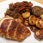 Jamaican Jerk Chicken with Stewed Collard Greens and Plantains