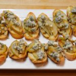 Caramelized Pear, Shallot and Sage Crostini with Blue Cheese