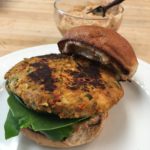 Mediterranean Chickpea Burgers with Sundried Tomatoes with a Sundried Tomato, Basil, and Garlic Aioli
